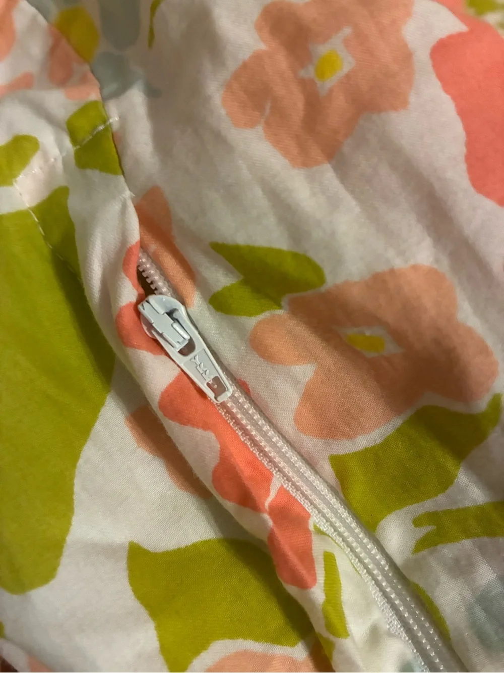 Floral Duvet Cover Size Queen in Coral, Green Floral Multicolor